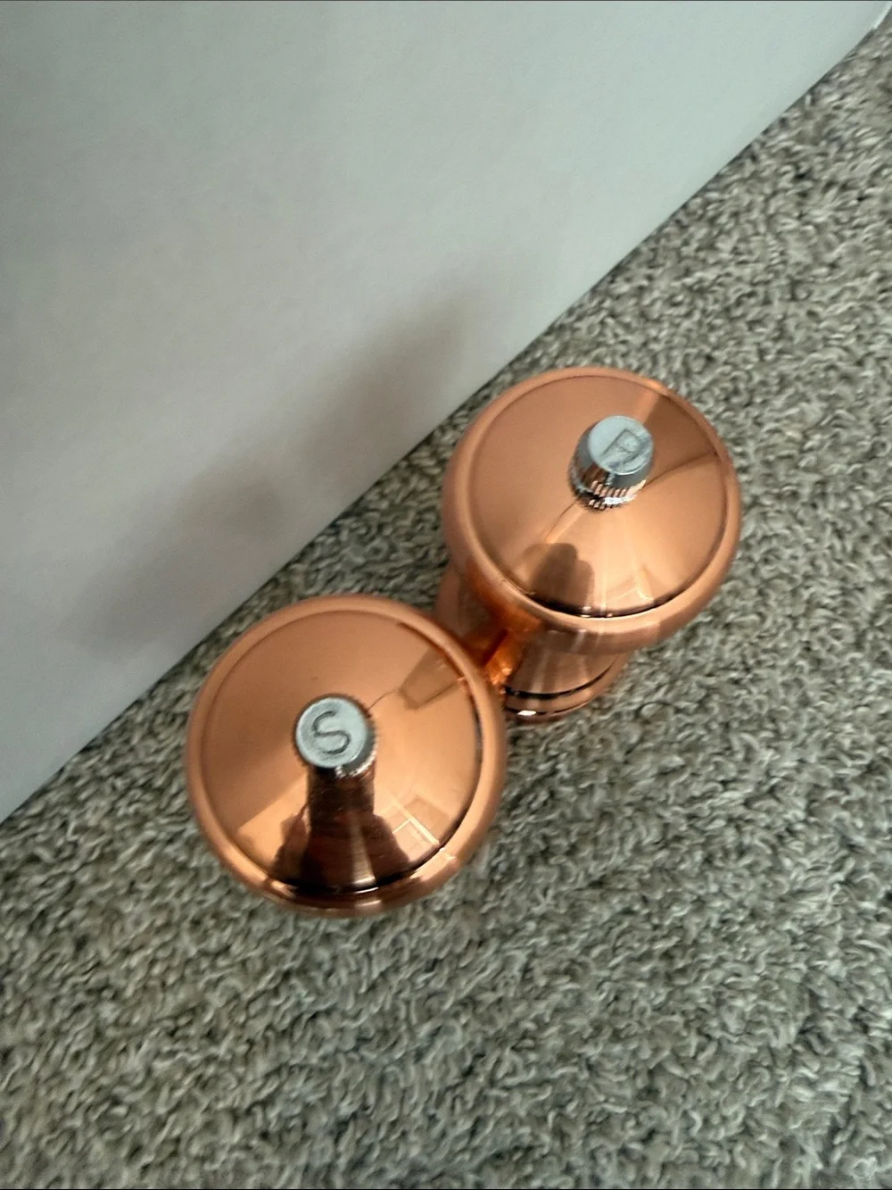NWOT Polished Copper-plated salt and pepper mill Grinder Set of 2 - Picture 2 of 3